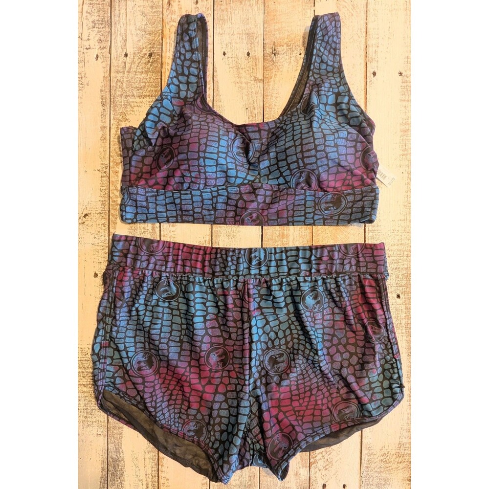 NWT Torrid Jurassic World 2pc Bikini Set Bralette Boy Shorts Animal Print Sz 2